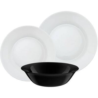 OEM Service De 18 Assiettes En Verre Opale Florina Domino - Publicité OEM Service De 18 Assiettes En Verre Opale Florina Domino - Publicité