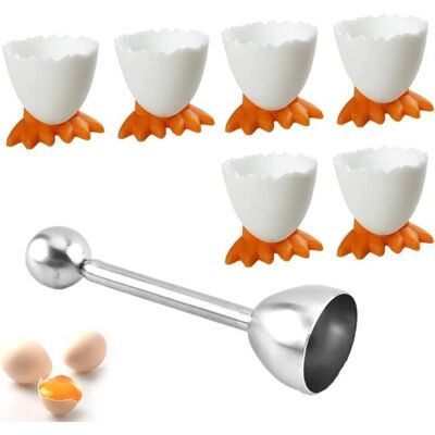 HONORNIC Coquetier - 6 Pcs Coquetiers Blanc - Ouvre Oeuf Inclus - Design Créatif - Pour Adultes - Publicité HONORNIC Coquetier - 6 Pcs Coquetiers Blanc - Ouvre Oeuf Inclus - Design Créatif - Pour Adultes - Publicité