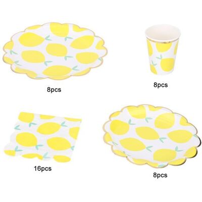 OEM 8 Assiettes Grandes, 8 Assiettes Petites, 8 Gobelets, 16 Serviettes En Papier Jaune Thème Citron Pour Mariage Et Fêtes Estivales - Publicité OEM 8 Assiettes Grandes, 8 Assiettes Petites, 8 Gobelets, 16 Serviettes En Papier Jaune Thème Citron Pour Mariage Et Fêtes Estivales - Publicité