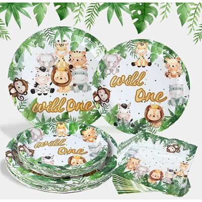 OEM 24 Pièces Vaisselle Jetable, Assiettes Carton Jungle, Gobelets Et Serviettes Sauvage, Thème Anniversaire Garçon - Publicité OEM 24 Pièces Vaisselle Jetable, Assiettes Carton Jungle, Gobelets Et Serviettes Sauvage, Thème Anniversaire Garçon - Publicité