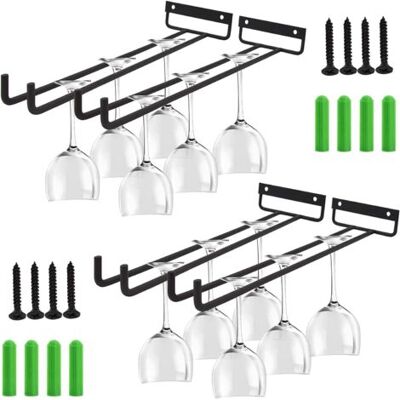 SCORPIO Support De Verre À Vin, 4 Pièces Porte-verres À Vin Suspendu En Métal Accroche-verres Pour Étagère Avec Vis Support Verre À Pied Pour Cuisine Café Bar Restaurant (30cm, Noir) - Publicité SCORPIO Support De Verre À Vin, 4 Pièces Porte-verres À Vin Suspendu En Métal Accroche-verres Pour Étagère Avec Vis Support Verre À Pied Pour Cuisine Café Bar Restaurant (30cm, Noir) - Publicité