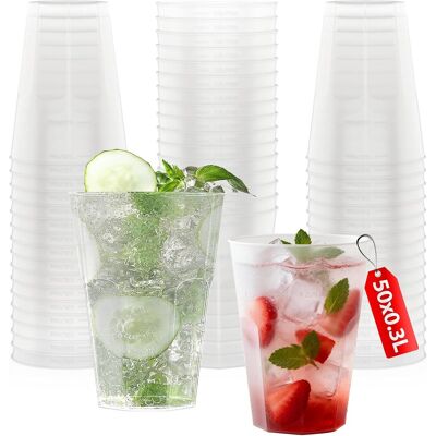 GRASSLIN Lot De 50 Gobelets, 30cl, Base Octogonale, Polypropylène, Sans Bpa, Lave-vaisselle, Anniversaire - Publicité GRASSLIN Lot De 50 Gobelets, 30cl, Base Octogonale, Polypropylène, Sans Bpa, Lave-vaisselle, Anniversaire - Publicité