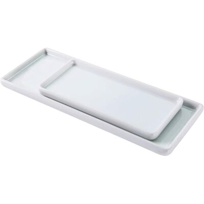 GRASSLIN Plateau De Rangement Pour Salle De Bain Design Simple Et Texture Lisse 2pcs Blanc Style Japonerie En Céramique Facile À Nettoyer Résistant La Chaleur'-'- - Publicité GRASSLIN Plateau De Rangement Pour Salle De Bain Design Simple Et Texture Lisse 2pcs Blanc Style Japonerie En Céramique Facile À Nettoyer Résistant La Chaleur'-'- - Publicité