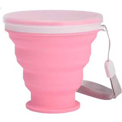 OLOEY Gobelet Pliable En Silicone (1 Pièce) Pour Le Camping Et Les Voyages, Petit Gobelet Portable Avec Couvercle, Réutilisable Pour Les Activités De Plein Air Et La Randonnée, 300 Ml, Rose - Publicité OLOEY Gobelet Pliable En Silicone (1 Pièce) Pour Le Camping Et Les Voyages, Petit Gobelet Portable Avec Couvercle, Réutilisable Pour Les Activités De Plein Air Et La Randonnée, 300 Ml, Rose - Publicité