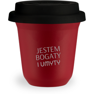 OEM Mug Rouge De 150 Ml « Je Suis Riche Et Lavé », Avec Couvercle Noir - Publicité OEM Mug Rouge De 150 Ml « Je Suis Riche Et Lavé », Avec Couvercle Noir - Publicité