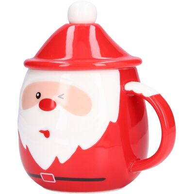 YUDO Mug De Noël En Céramique Pour Thé Ou Café Avec Couvercle Et Cuillère - 450 Ml - Publicité YUDO Mug De Noël En Céramique Pour Thé Ou Café Avec Couvercle Et Cuillère - 450 Ml - Publicité