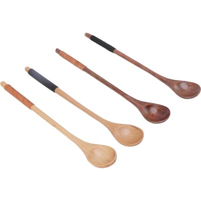 MCKENSA Lot De 4 Cuillères En Bois À Long Manche Pour Mélanger Le Café Et Le Miel, La Pâtisserie Et Les Ustensiles De Cuisine. Publicité MCKENSA Lot De 4 Cuillères En Bois À Long Manche Pour Mélanger Le Café Et Le Miel, La Pâtisserie Et Les Ustensiles De Cuisine. Publicité