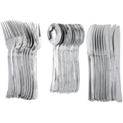 LISATR 10 Ensembles De Couverts Jetables En Plastique (couteaux, Fourchettes, Cuillères) Pour Fête (argenté)-silver - Publicité LISATR 10 Ensembles De Couverts Jetables En Plastique (couteaux, Fourchettes, Cuillères) Pour Fête (argenté)-silver - Publicité