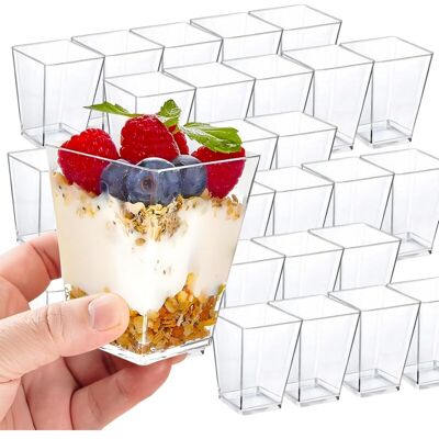 PELTOR Mini Gobelets À Dessert 150ml(50pcs) – Coupes Carrées En Plastique – Parfaits Pour Mousse, Puding, Apéritifs - Publicité PELTOR Mini Gobelets À Dessert 150ml(50pcs) – Coupes Carrées En Plastique – Parfaits Pour Mousse, Puding, Apéritifs - Publicité