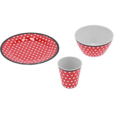 MCKENSA Ensemble De Vaisselle À Pois Rouges : Assiette À Fruits, Bol Et Tasse, Accessoires De Cuisine. Publicité MCKENSA Ensemble De Vaisselle À Pois Rouges : Assiette À Fruits, Bol Et Tasse, Accessoires De Cuisine. Publicité