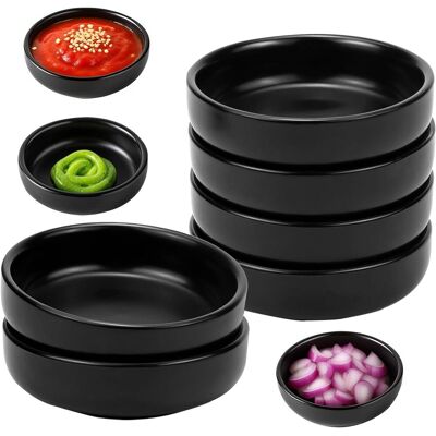 GRASSLIN 6 Bols À Sauce, Céramique, 9x9x2,4 Cm, Noir, Pour Sushi, Restaurant - Publicité GRASSLIN 6 Bols À Sauce, Céramique, 9x9x2,4 Cm, Noir, Pour Sushi, Restaurant - Publicité