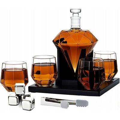 OEM Coffret À Whisky Haut De Gamme Avec Carafe Diamant Et 4 Verres - Cadeau Idéal Pour Un Anniversaire Ou Les Fêtes - Publicité OEM Coffret À Whisky Haut De Gamme Avec Carafe Diamant Et 4 Verres - Cadeau Idéal Pour Un Anniversaire Ou Les Fêtes - Publicité