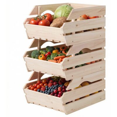HEAT Présentoir À Fruits Et Légumes À 3 Niveaux, Amovible, En Bois De Sapin, 27 X 37,5 X 60 Cm, Naturel - Publicité HEAT Présentoir À Fruits Et Légumes À 3 Niveaux, Amovible, En Bois De Sapin, 27 X 37,5 X 60 Cm, Naturel - Publicité