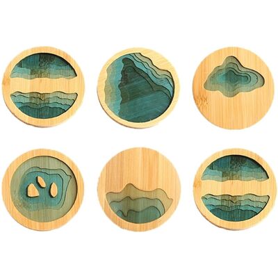 OEM Lot De 6 Dessous De Verre En Bambou - Plusieurs Styles - Isolants - Rembourrés De Table - Motif Créatif En Résine - Publicité OEM Lot De 6 Dessous De Verre En Bambou - Plusieurs Styles - Isolants - Rembourrés De Table - Motif Créatif En Résine - Publicité