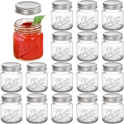 OEM Lot De 16 Mini Bocaux Mason Avec Couvercles – 56,7 G – Verres À Shot Mason Shooter En Verre Pour Boissons, Shots, Desserts - Publicité OEM Lot De 16 Mini Bocaux Mason Avec Couvercles – 56,7 G – Verres À Shot Mason Shooter En Verre Pour Boissons, Shots, Desserts - Publicité