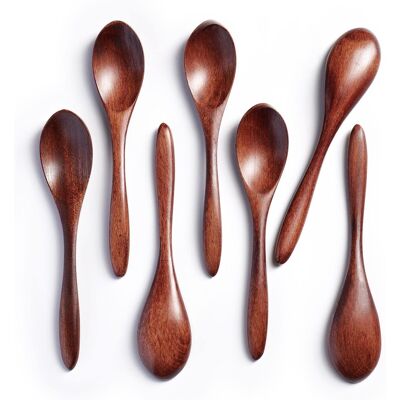 ALVIOR Cuillère En Bois - 7 Pièces - 14,7 Cm - Pour Miel Café Thé Épices - Lot De Cuillères Miniatures En Bois Dur - Publicité ALVIOR Cuillère En Bois - 7 Pièces - 14,7 Cm - Pour Miel Café Thé Épices - Lot De Cuillères Miniatures En Bois Dur - Publicité