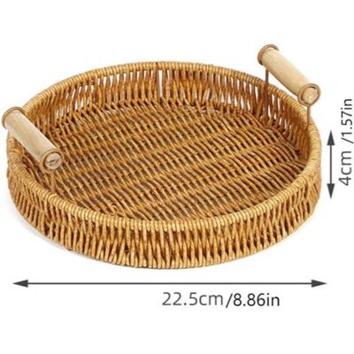 ABYSSE Panier De Service Rond Et Rectangulaire Fait Main En Rotin Anti-rotin - Support Rond Tressé Pour Pain, Fruits, Bol, Plateau Décoratif Plat En Osier Pour Bonbons, Plateau Rustique (petit Modèle Rond) - Publicité ABYSSE Panier De Service Rond Et Rectangulaire Fait Main En Rotin Anti-rotin - Support Rond Tressé Pour Pain, Fruits, Bol, Plateau Décoratif Plat En Osier Pour Bonbons, Plateau Rustique (petit Modèle Rond) - Publicité