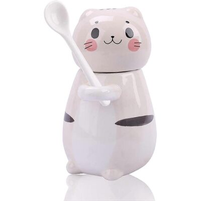 LEDE Tasse Chat Mignonne Tasse À Café En Céramique Avec Couvercle Et Cuillère, 265 Ml (9 Oz) Tasse À Thé Kawaii Tasse À Lait Noël Anniversaire - Publicité LEDE Tasse Chat Mignonne Tasse À Café En Céramique Avec Couvercle Et Cuillère, 265 Ml (9 Oz) Tasse À Thé Kawaii Tasse À Lait Noël Anniversaire - Publicité