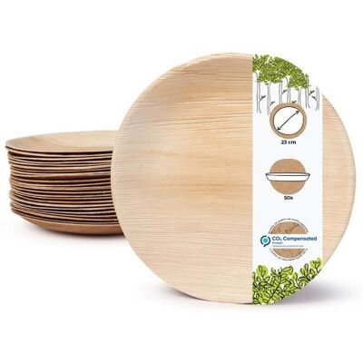 OEM 12 Assiettes Jetables En Feuille De Palmier, Biodégradables, Ø 23 Cm, Naturelles, Pour Événements Festifs Et Pique-niques - Publicité OEM 12 Assiettes Jetables En Feuille De Palmier, Biodégradables, Ø 23 Cm, Naturelles, Pour Événements Festifs Et Pique-niques - Publicité