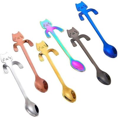 Cellfast Lot 6 Cuillères Café-thé, En Acier Inoxydable, Mini-cuillères Chaton Mignon Suspendues,idéales Pour Thé Et Dessert,6 Couleurs - Publicité Cellfast Lot 6 Cuillères Café-thé, En Acier Inoxydable, Mini-cuillères Chaton Mignon Suspendues,idéales Pour Thé Et Dessert,6 Couleurs - Publicité