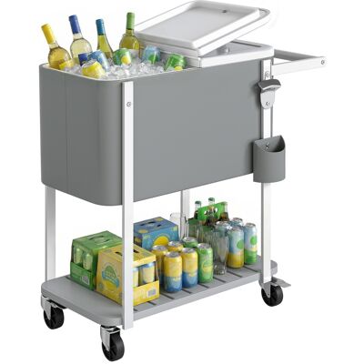 DEVOKO Chariot De Service, Avec Roues, Gris, 84 X 38 X 83 Cm, Pour Maison Et Usage Quotidien, Ouvre-bouteille, Collecteur De Plateau - Publicité DEVOKO Chariot De Service, Avec Roues, Gris, 84 X 38 X 83 Cm, Pour Maison Et Usage Quotidien, Ouvre-bouteille, Collecteur De Plateau - Publicité