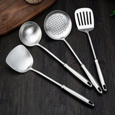 Scotch Ensemble De 4 Ustensiles De Cuisine En Acier Inoxydable 304, Comprenant Une Spatule, Une Louche, Une Écumoire Et Une Spatule Ajourée. Compatible Lave-vaisselle (manche En Forme De Citrouille). Publicité Scotch Ensemble De 4 Ustensiles De Cuisine En Acier Inoxydable 304, Comprenant Une Spatule, Une Louche, Une Écumoire Et Une Spatule Ajourée. Compatible Lave-vaisselle (manche En Forme De Citrouille). Publicité