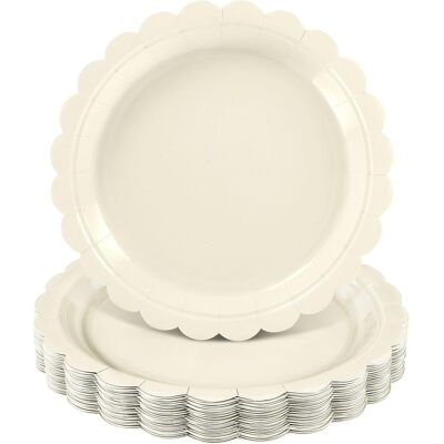 GRASSLIN Lot De 30 Assiettes En Carton, Bord Festonné, Papier Épais Imperméable, Pour Mariage Et Fête - Publicité GRASSLIN Lot De 30 Assiettes En Carton, Bord Festonné, Papier Épais Imperméable, Pour Mariage Et Fête - Publicité