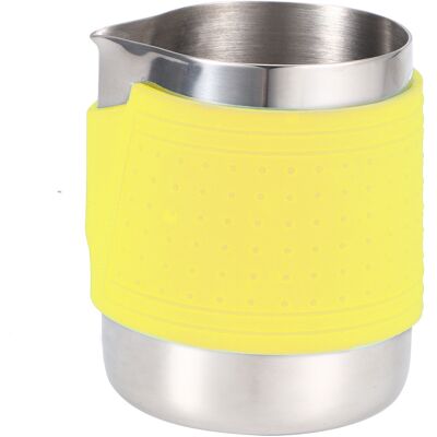MCKENSA Tasse À Mousser Le Lait En Acier Inoxydable De 350 Ml, Pichet À Café En Silicone Anti-brûlure Pour La Réalisation De Latte Art (jaune) - Publicité MCKENSA Tasse À Mousser Le Lait En Acier Inoxydable De 350 Ml, Pichet À Café En Silicone Anti-brûlure Pour La Réalisation De Latte Art (jaune) - Publicité