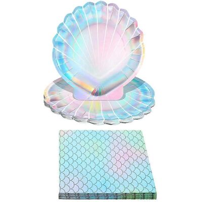 LISATR 1 Ensemble D'Assiettes Coquillage, Assiettes De Fête Sirène, Serviettes Jetables Sirène-18.00x18.00x0.30cm - Publicité LISATR 1 Ensemble D'Assiettes Coquillage, Assiettes De Fête Sirène, Serviettes Jetables Sirène-18.00x18.00x0.30cm - Publicité
