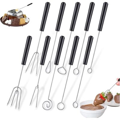GRASSLIN 10 Fourchette À Chocolat, Acier Inoxydable 304, Poignée Pp Ergonomique, Outil Fondue Fruit, Diy Dessert Maison - Publicité GRASSLIN 10 Fourchette À Chocolat, Acier Inoxydable 304, Poignée Pp Ergonomique, Outil Fondue Fruit, Diy Dessert Maison - Publicité