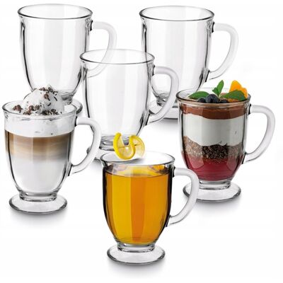 OEM Ensemble De 6 Grandes Tasses À Thé En Verre De 450 Ml Avec Anse Compatible Lave-vaisselle - Publicité OEM Ensemble De 6 Grandes Tasses À Thé En Verre De 450 Ml Avec Anse Compatible Lave-vaisselle - Publicité