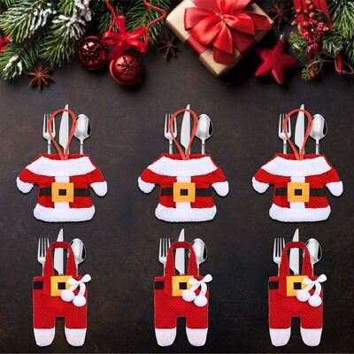 OEM 6pcs Santa Clause Poche Coutellerie Sac De Vaisselle, Porte-couverts Serviette Couteaux Fourchette Cuillère En Forme De Costume Père Noël Mignon Décoration-dou - Publicité OEM 6pcs Santa Clause Poche Coutellerie Sac De Vaisselle, Porte-couverts Serviette Couteaux Fourchette Cuillère En Forme De Costume Père Noël Mignon Décoration-dou - Publicité