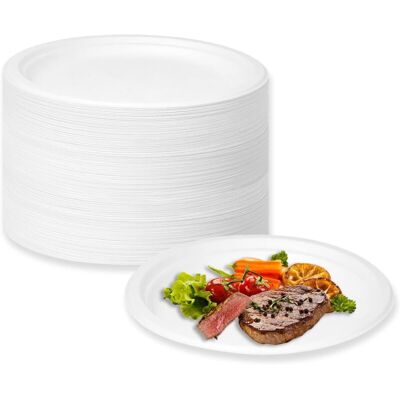 OEM Assiettes Jetables 100 Pcs Bagasse De Canne À Sucre Assiettes En Carton Papier Jetables Pour Pique-niques, Fêtes, Barbecues, Anniversaires (weiß, 22,8cm)-dou - Publicité OEM Assiettes Jetables 100 Pcs Bagasse De Canne À Sucre Assiettes En Carton Papier Jetables Pour Pique-niques, Fêtes, Barbecues, Anniversaires (weiß, 22,8cm)-dou - Publicité