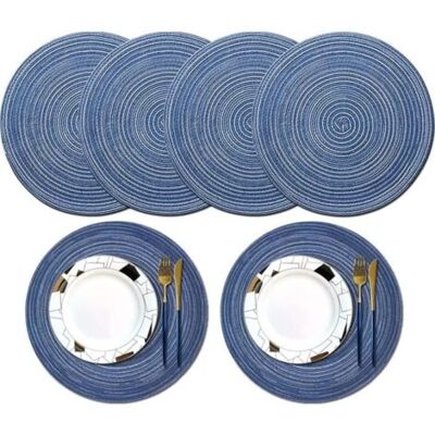 SCORPIO (bleu)set De Table - Non Spécifié - Lot De 6 - Rond - 38 Cm - Antidérapant - Lavable - Publicité SCORPIO (bleu)set De Table - Non Spécifié - Lot De 6 - Rond - 38 Cm - Antidérapant - Lavable - Publicité