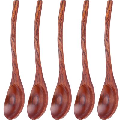 MCKENSA Lot De 5 Cuillères À Soupe Japonaises En Bois À Long Manche - Ustensiles De Cuisine Et De Table - Publicité MCKENSA Lot De 5 Cuillères À Soupe Japonaises En Bois À Long Manche - Ustensiles De Cuisine Et De Table - Publicité