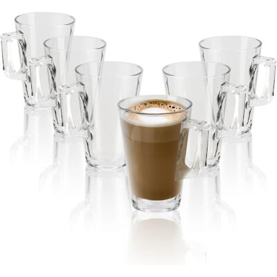 OEM 6x Verre À Thé, Poignée Ergonomique, Verre Borosilicate, Design Conique, Pour Café Et Jus - Publicité OEM 6x Verre À Thé, Poignée Ergonomique, Verre Borosilicate, Design Conique, Pour Café Et Jus - Publicité