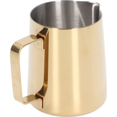 MCKENSA Pichet Mousseur À Lait 350 Ml En Acier Inoxydable 304 Avec Graduation Et Bec Verseur Anti-gouttes, Plaqué Or. Publicité MCKENSA Pichet Mousseur À Lait 350 Ml En Acier Inoxydable 304 Avec Graduation Et Bec Verseur Anti-gouttes, Plaqué Or. Publicité