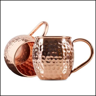 ALVIOR Mug Moscow Mule - Cuivre Extérieur Plaqué - Intérieur Acier Inoxydable 304 - Pour Boissons Fraîches - Lot De 2 - Publicité ALVIOR Mug Moscow Mule - Cuivre Extérieur Plaqué - Intérieur Acier Inoxydable 304 - Pour Boissons Fraîches - Lot De 2 - Publicité