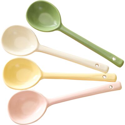 HERUSI Ensemble De 4 Cuillères À Long Manche En Céramique Pour La Maison : Cuillère À Manche Droit Jaune Crème, Cuillère À Manche Droit Matcha Et Cuillère À Manche Droit Blanc Crème. Publicité HERUSI Ensemble De 4 Cuillères À Long Manche En Céramique Pour La Maison : Cuillère À Manche Droit Jaune Crème, Cuillère À Manche Droit Matcha Et Cuillère À Manche Droit Blanc Crème. Publicité