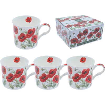 OEM Ensemble De 4 Tasses - Coquelicot D'Été (fbch) - Publicité OEM Ensemble De 4 Tasses - Coquelicot D'Été (fbch) - Publicité