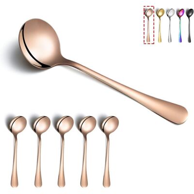 OEM Lot De 6 Cuillères À Soupe, Acier Inoxydable, Placage Titane Or Rose, Design Classique, Usage Quotidien Et Restaurant - Publicité OEM Lot De 6 Cuillères À Soupe, Acier Inoxydable, Placage Titane Or Rose, Design Classique, Usage Quotidien Et Restaurant - Publicité