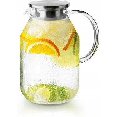 OEM Carafe À Thé Glacé En Verre Bianca Avec Couvercle, Récipient À Eau De 2 L - Publicité OEM Carafe À Thé Glacé En Verre Bianca Avec Couvercle, Récipient À Eau De 2 L - Publicité