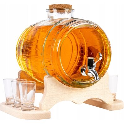 OEM Ensemble - Fût En Verre Dans Une Boîte De 3 L + Support En Bois Pour 6 Verres + 6 Verres - Publicité OEM Ensemble - Fût En Verre Dans Une Boîte De 3 L + Support En Bois Pour 6 Verres + 6 Verres - Publicité
