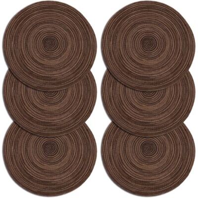 SCORPIO Sets De Table Lot De 6 Set De Table Tressé Lavable Résistantes À La Chaleur Antidérapant, Set De Table Rond 35x35cm(rond,brun) - Publicité SCORPIO Sets De Table Lot De 6 Set De Table Tressé Lavable Résistantes À La Chaleur Antidérapant, Set De Table Rond 35x35cm(rond,brun) - Publicité
