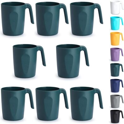 GRASSLIN Set De 8 Gobelets, Plastique Vert, Poignées Ergonomiques, Tasse Réutilisable, Micro-ondes, Pour Maison, Jardin, Camping - Publicité GRASSLIN Set De 8 Gobelets, Plastique Vert, Poignées Ergonomiques, Tasse Réutilisable, Micro-ondes, Pour Maison, Jardin, Camping - Publicité