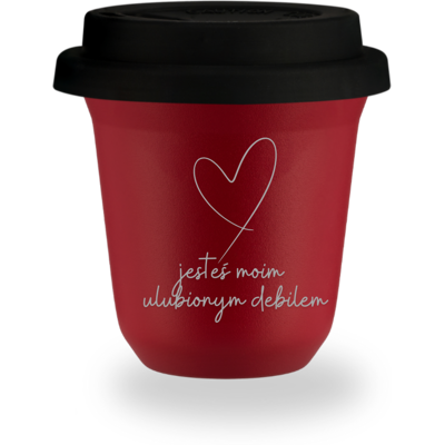 OEM Mug Rouge De 240 Ml « Tu Es Mon Idiot Préféré », Avec Couvercle Noir - Publicité OEM Mug Rouge De 240 Ml « Tu Es Mon Idiot Préféré », Avec Couvercle Noir - Publicité