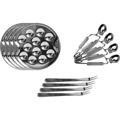 OEM 12 Pièces, Service Escargots Inox Gris, Coffret Dégustation 4 Personnes, Assiettes 19 Cm, Pinces Et Fourchettes, Repas Festifs - Publicité OEM 12 Pièces, Service Escargots Inox Gris, Coffret Dégustation 4 Personnes, Assiettes 19 Cm, Pinces Et Fourchettes, Repas Festifs - Publicité