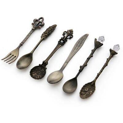 OEM 6 Mini Cuillères À Café Vintage, 11,5 Cm, Bronze Antique, Alliage De Zinc, Style Royal, Dégustation Thé/café/glace - Publicité OEM 6 Mini Cuillères À Café Vintage, 11,5 Cm, Bronze Antique, Alliage De Zinc, Style Royal, Dégustation Thé/café/glace - Publicité