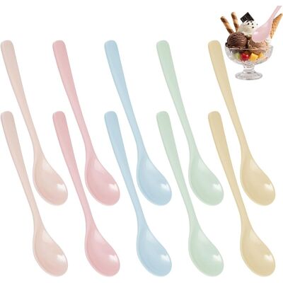 OEM 10 Cuillère À Glace, 16 X 3,4 Cm, Plastique Réutilisable, 5 Couleurs, Pour Dessert, Thé, Mariage, Camping - Publicité OEM 10 Cuillère À Glace, 16 X 3,4 Cm, Plastique Réutilisable, 5 Couleurs, Pour Dessert, Thé, Mariage, Camping - Publicité