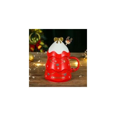 KOMIRO Tasse À Café De Noël Avec Couvercle, Jolies Tasses De Noël En Céramique Pour Parents, Enfants, Chéris Et Amis, Rouge - Publicité KOMIRO Tasse À Café De Noël Avec Couvercle, Jolies Tasses De Noël En Céramique Pour Parents, Enfants, Chéris Et Amis, Rouge - Publicité